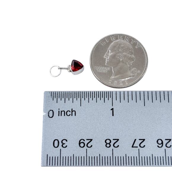 Estate Sterling Silver 925 Garnet Charm Pendant - Picture 6 of 7